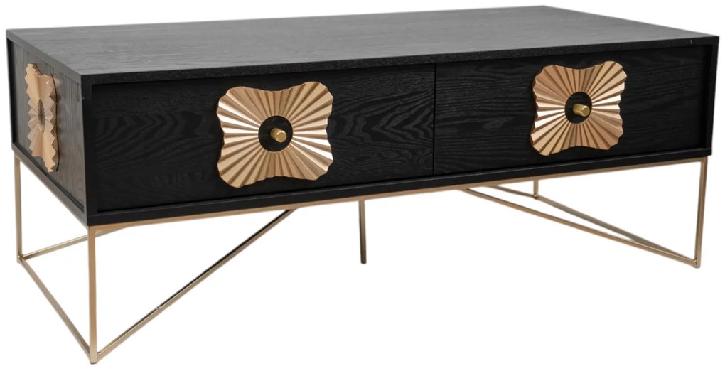 Τραπεζάκι Σαλονιού Mdf Μαύρο-Χρυσό 120x60x45εκ. Zen Collection 24.39.51293