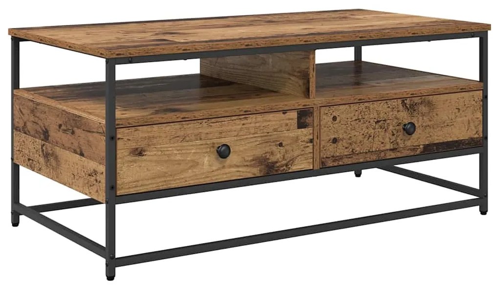 vidaXL Τραπεζάκι σαλονιού με συρτάρι Παλιό Ξύλο 100 x 51 x 45 cm