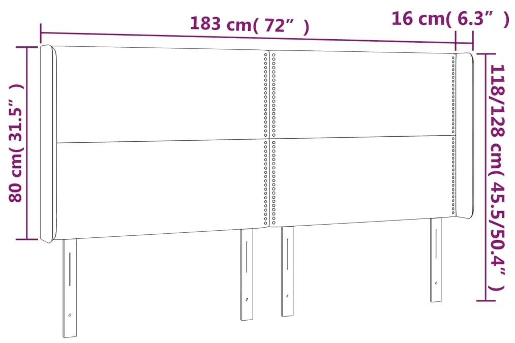 vidaXL Κεφαλάρι Κρεβατιού LED Taupe 183x16x118/128 εκ. Υφασμάτινο