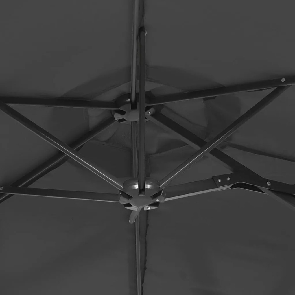 Ομπρέλα Κήπου με Διπλή Κορυφή και LED Ανθρακί 316 x 240 εκ. 362971