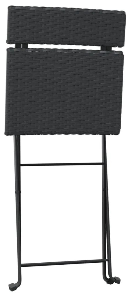 vidaXL Καρέκλες Bistro Πτυσσόμενες 8 τεμ. Μαύρο Συνθετικό Ρατάν&amp;Ατσάλι