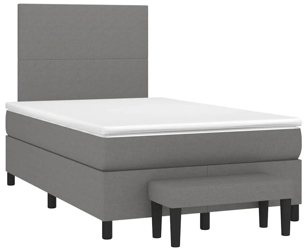 vidaXL Κρεβάτι Boxspring με Στρώμα Σκούρο Γκρι 120x190 εκ Υφασμάτινο