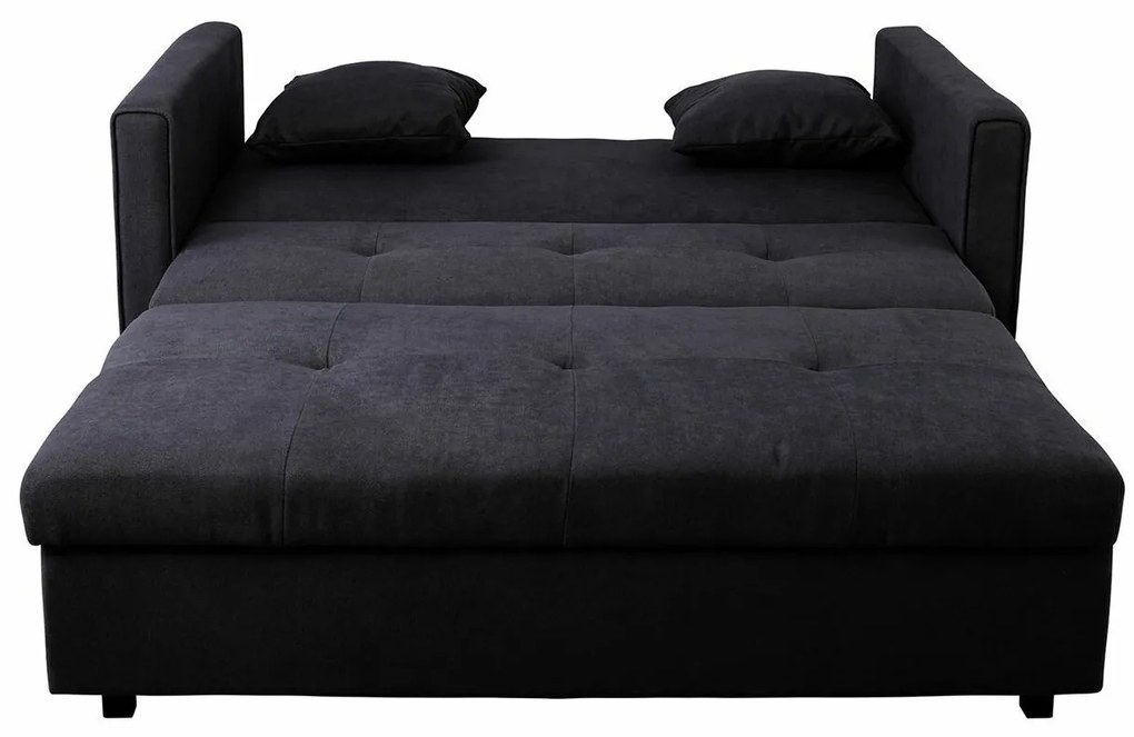 Καναπές κρεβάτι Mesa 498, Λειτουργία ύπνου, Μαύρο, 153x95x82cm, Πόδια: Πλαστική ύλη