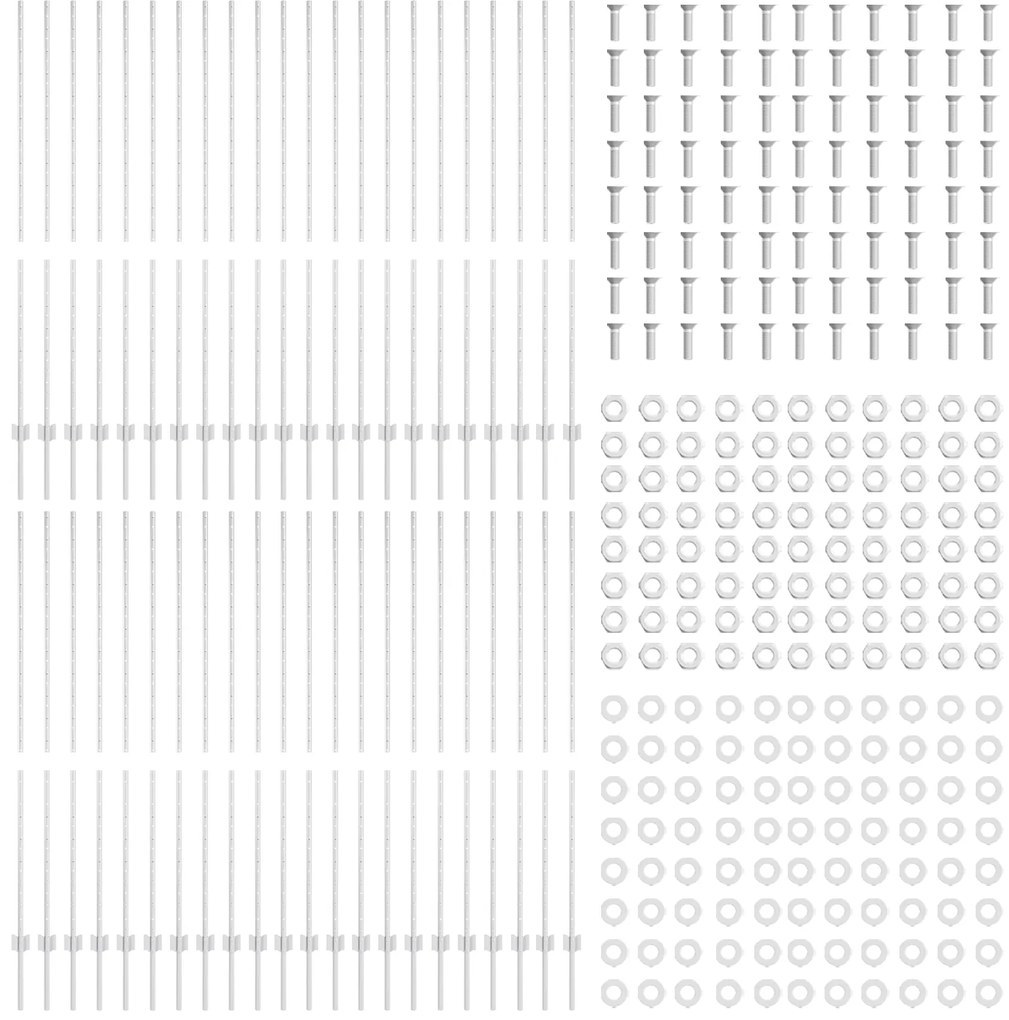 vidaXL Ασημένιοι Πόλοι Φράχτη 44 pcs Ασημί 100 εκ. x 1.5 μ.