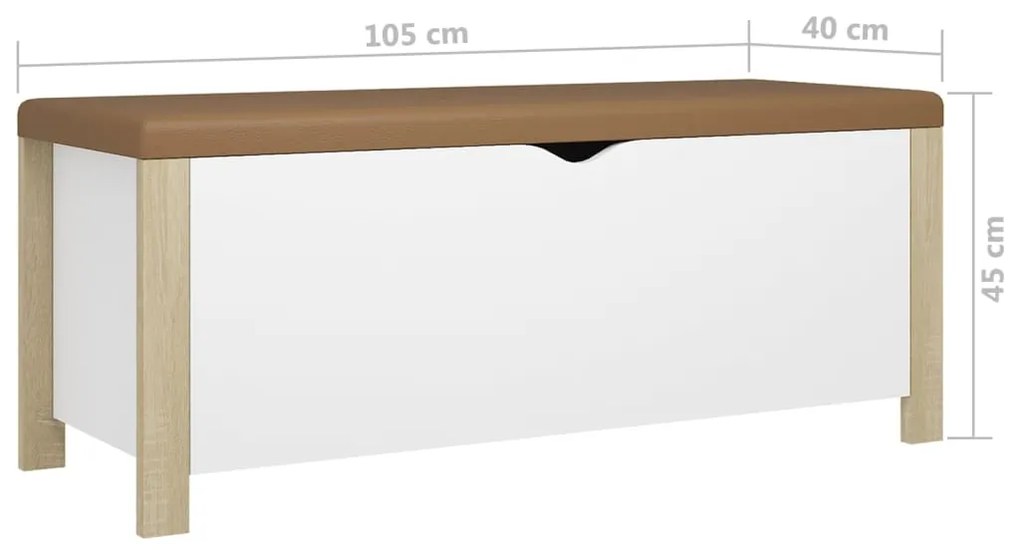 vidaXL Κουτί Αποθήκευσης Λευκό/Son. Δρυς 105x40x45εκ Μοριοσ. &Μαξιλάρι