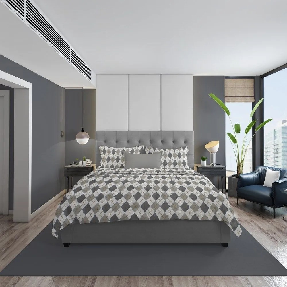 Σεντόνι Με Μαξιλαροθήκες Diamond 328 (Σετ 3τμχ) Grey DimCol Υπέρδιπλo 220x240cm 100% Cotton Flannel