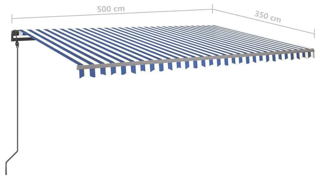 Τέντα Συρόμενη Χειροκίνητη με LED Μπλε / Λευκό 5x3,5 μ. - Μπλε