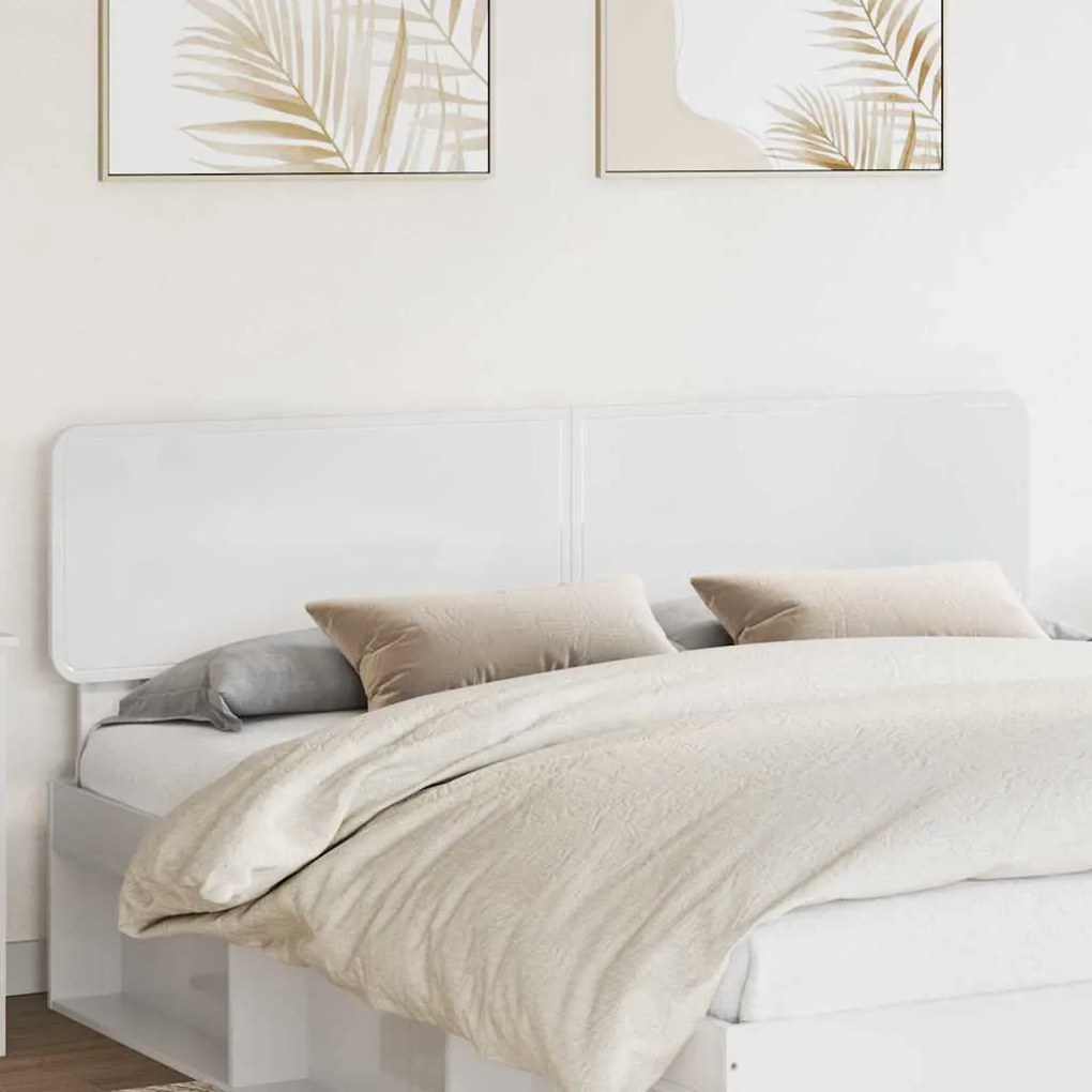 vidaXL Κεφαλάρι με κεφαλάρι Λαμπερό Λευκό 200 cm Επεξεργασμένο ξύλο