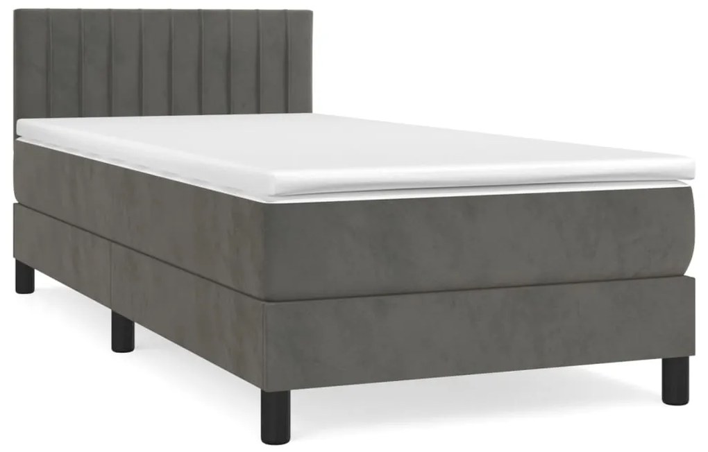 vidaXL Κρεβάτι Boxspring με Στρώμα Σκούρο Γκρι 80x200 εκ. Βελούδινο