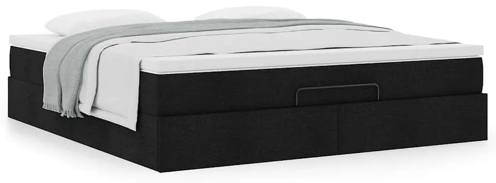 Οθωμανικό κρεβάτι με στρώμα Μαύρο 160x200cm Ύφασμα