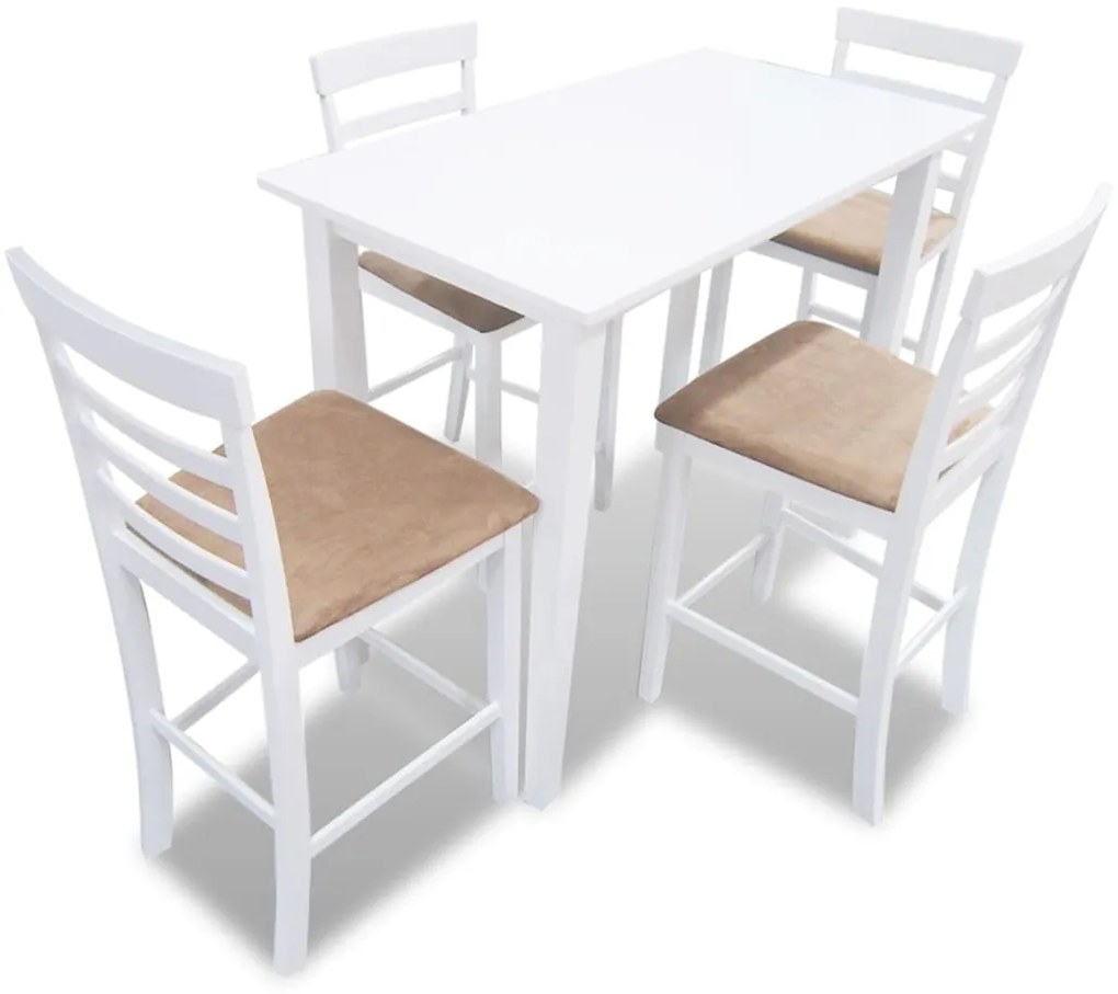 Σετ Κονσόλα Τραπέζι και 4 Καρέκλες Μπαρ Λευκό Ξύλινο