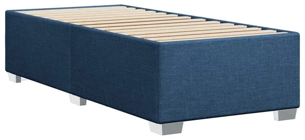 Κρεβάτι Boxspring με Στρώμα Μπλε 80x200 εκ. Υφασμάτινο - Μπλε