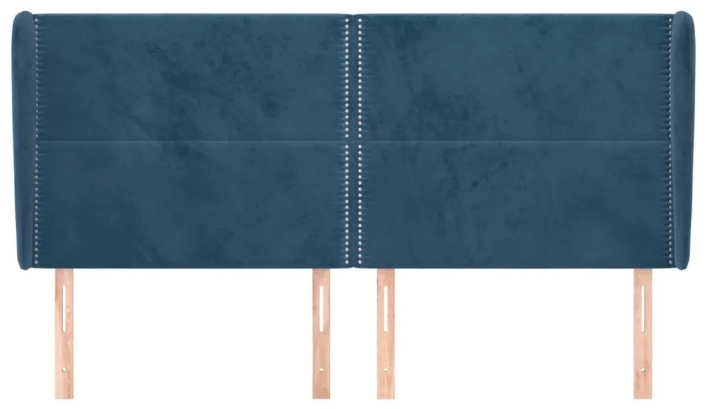 vidaXL Κεφαλάρι με Πτερύγια Σκούρο Μπλε 183x23x118/128 εκ. Βελούδινο