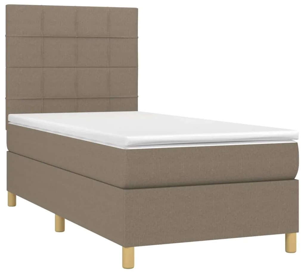 vidaXL Κρεβάτι Boxspring με Στρώμα & LED Taupe 80x200 εκ. Υφασμάτινο