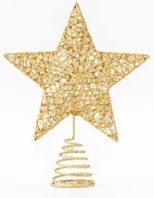 Eurolamp Κορυφή Δέντρου Αστέρι Με Glitter 20x25cm Χρυσαφί 600-45641