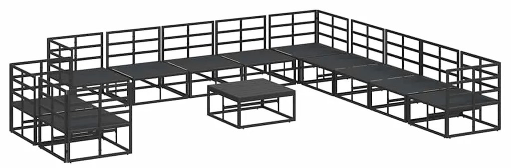 vidaXL Σετ Καναπέ Κήπου με μαξιλάρι 12 pcs Μαύρο Αλουμίνιο