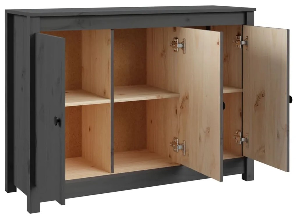 vidaXL Ντουλάπι Γκρι 100 x 35 x 74 εκ. από Μασίφ Ξύλο Πεύκου