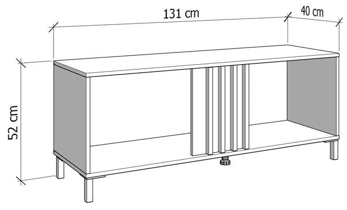 Έπιπλο Τηλεόρασης Laval 131 2K2V Artisan Oak - Μαύρο 132x40x52 εκ. 132x40x52 εκ.