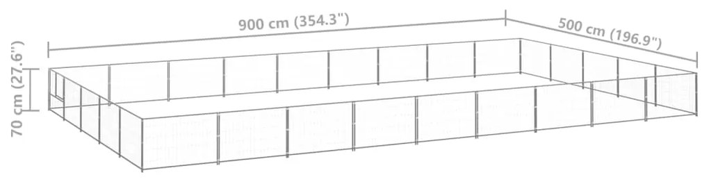 vidaXL Σπιτάκι Σκύλου Ασημί 45 μ² Ατσάλινο