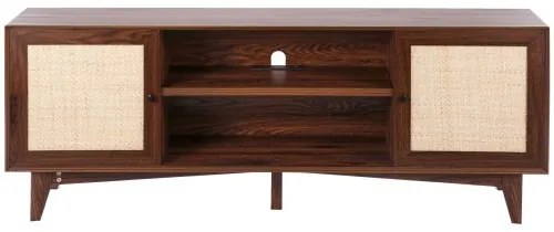 VEVOR Rattan-TV-Ständer 191cm Fernseher Boho-TV-Schrank Fernsehschrank Walnuss