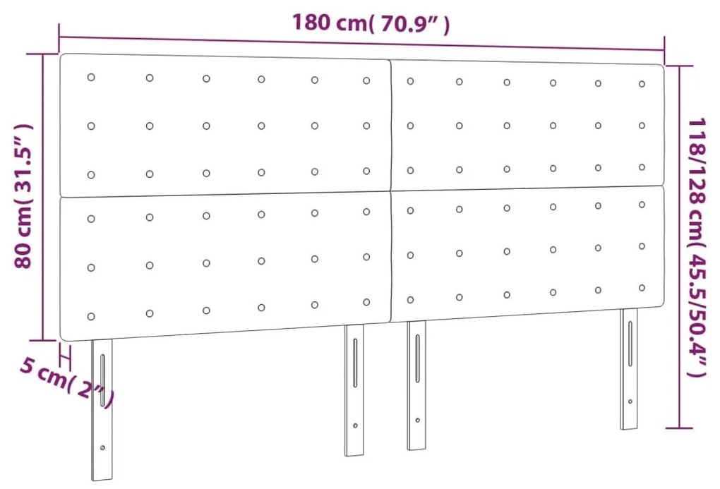 Κεφαλάρια Κρεβατιού 4 τεμ. Γκρι 90x5x78/88 εκ. Συνθετικό Δέρμα - Γκρι