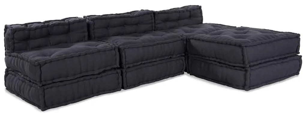 vidaXL Modular Pouffes 4 τεμάχια Ανθρακί Ύφασμα