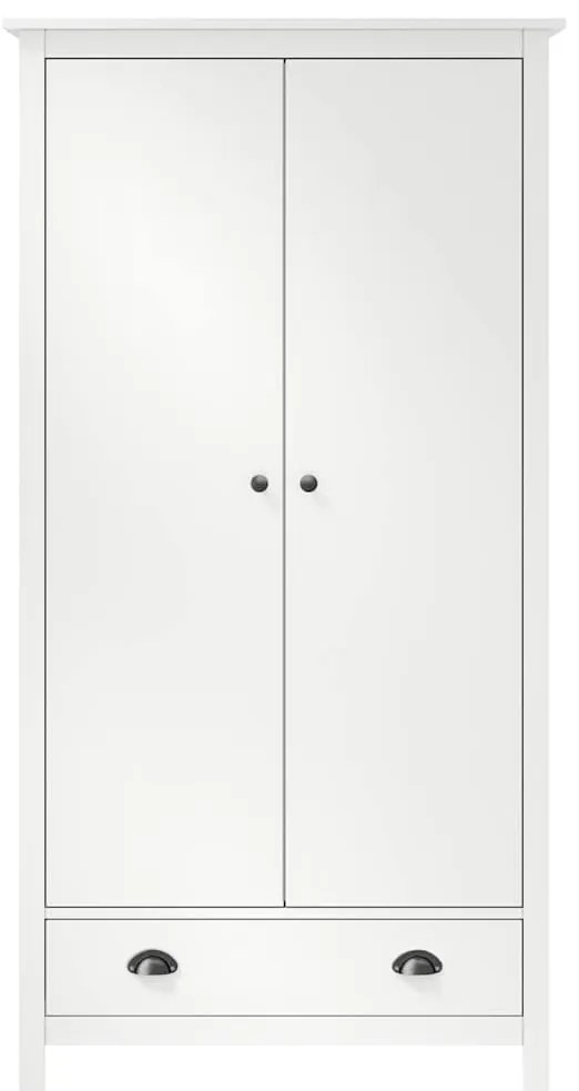 vidaXL Ντουλάπα Hill Δίφυλλη Λευκή 89x50x170 εκ. Μασίφ Ξύλο Πεύκου