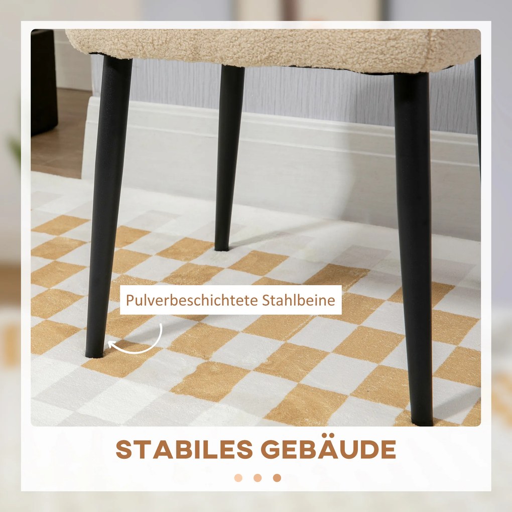 HOMCOM Σκαμπό, Σκαμπό, Τέντι, Υποπόδιο, Μπεζ