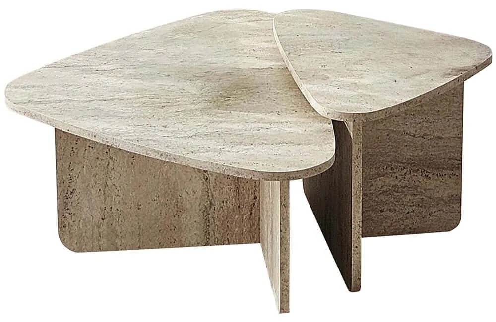 Τραπέζια Σαλονιού Ballare (Σετ 2Τμχ) 552NOS2575 90x60x35/60x40x40cm Travertine Beige