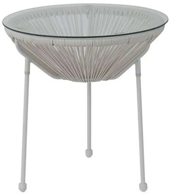 Τραπεζάκι Μεταλλικό Με Rattan Acapulco Φ.50cm Ε246,Α1 White