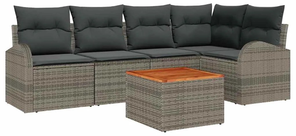 vidaXL Σετ Καναπέ Κήπου 6 pcs Γκρι Πολυ ράταν