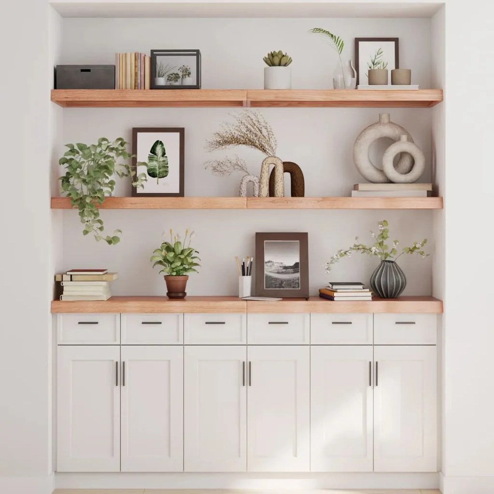 vidaXL Ράφι Τοίχου Ανοιχτό Καφέ 180x40x(2-6)εκ. Επεξ. Μασίφ Ξύλο Δρυός