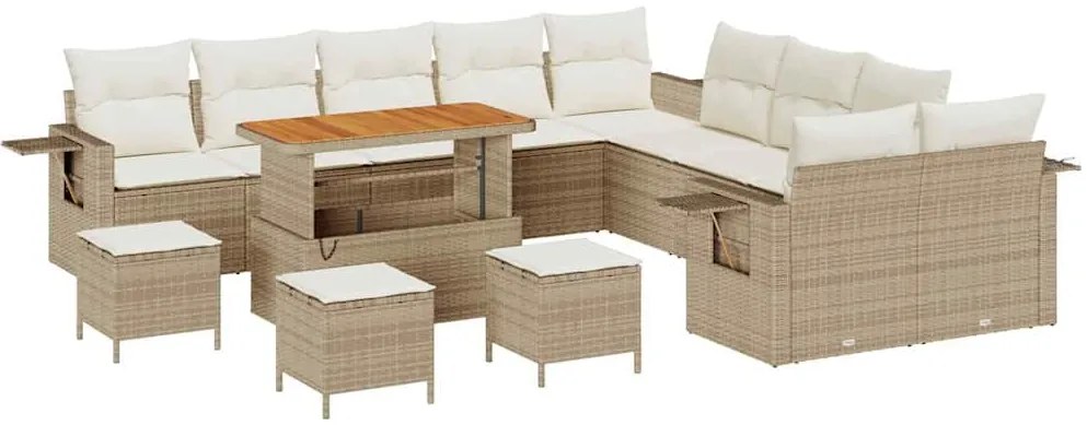 vidaXL Σετ Καναπέ Κήπου 14 pcs Μπεζ συνθετικό ρατάν