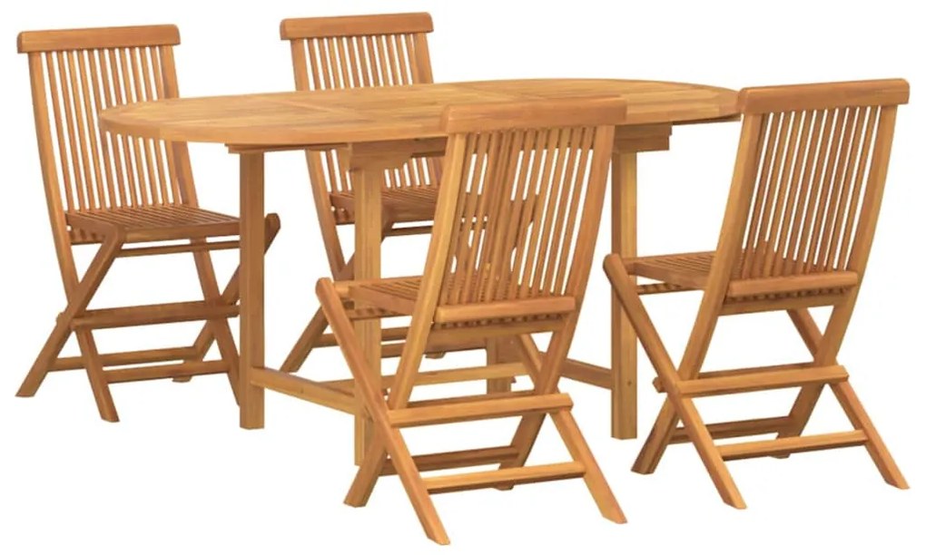 vidaXL Σέτ φαγητού για κήπο 5 pcs Καφέ Στερεό Ξύλο Τίκ