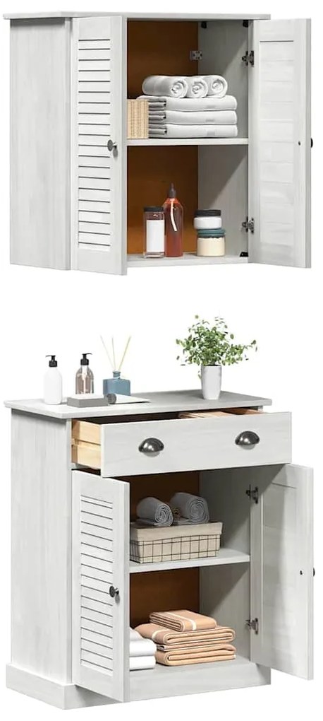 vidaXL Σετ Επίπλων Μπάνιου με ράφι VIGO 2 pcs Λευκό και Αντίκα Λευκό