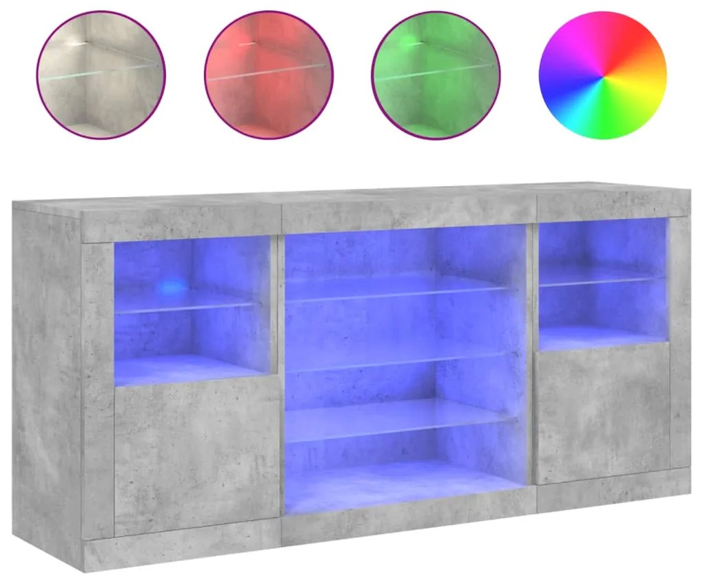 Ντουλάπι με LED Γκρι Σκυροδέματος 142,5x37x67 εκ. - Γκρι