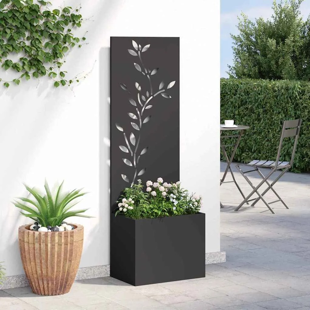 vidaXL Οθόνη Ιδιωτικότητας Κήπου Floral Μαύρο 50 x 140 cm