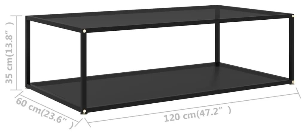 Τραπεζάκι Σαλονιού Μαύρο 120 x 60 x 35 εκ. από Ψημένο Γυαλί - Μαύρο