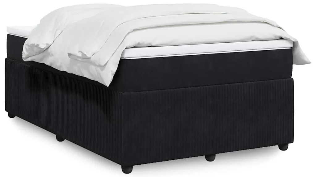 vidaXL Κρεβάτι Boxspring με Στρώμα Μαύρο 120x190 εκ. Βελούδινο