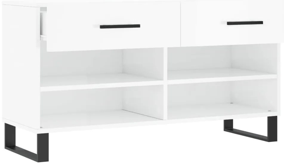 vidaXL Παπουτσοθήκη Γυαλιστερό Λευκό 102x35x55 εκ. Επεξεργασμένο Ξύλο