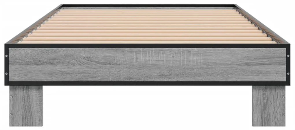 vidaXL Πλαίσιο Κρεβατιού Γκρι Sonoma 100x200 εκ. Επεξ. Ξύλο & Μέταλλο