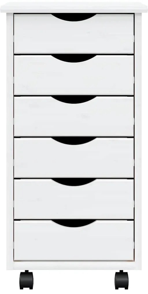 vidaXL Ντουλάπι Κυλιόμενο με Συρτάρια MOSS Λευκό από Μασίφ Ξύλο Πεύκου