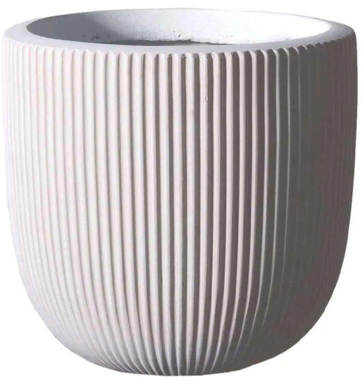 Κασπώ Πήλινο Στρογγυλό Stripe M B-5940-8 31x31x28cm White Supergreens Πηλός