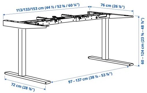 MITTZON σκελετός καθιστής/όρθιας θέσης για γραφείο/ηλεκτρικό, 120/140/160x80 cm 805.279.27