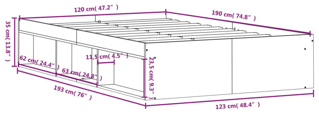 ΠΛΑΙΣΙΟ ΚΡΕΒΑΤΙΟΥ ΚΑΠΝΙΣΤΗ ΔΡΥΣ 120 X 190 ΕΚ. SMALL DOUBLE 3203898