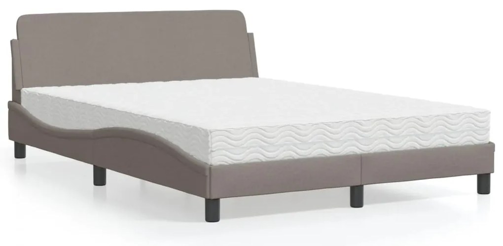 vidaXL Κρεβάτι με Στρώμα Taupe 120x200 εκ. Υφασμάτινο