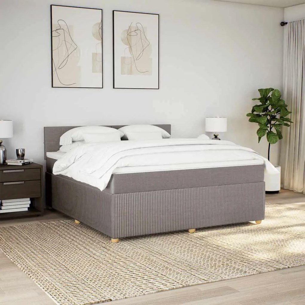vidaXL Κρεβάτι Boxspring με Στρώμα Taupe 180x200 εκ. Υφασμάτινο
