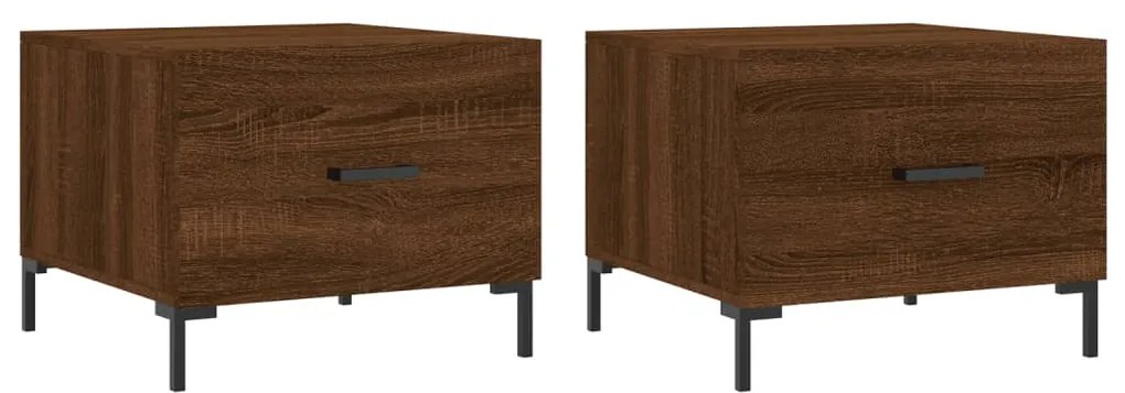 vidaXL Τραπεζάκια Σαλονιού 2 τεμ Brown Oak 50x50x40 εκ Επεξ. Ξύλο