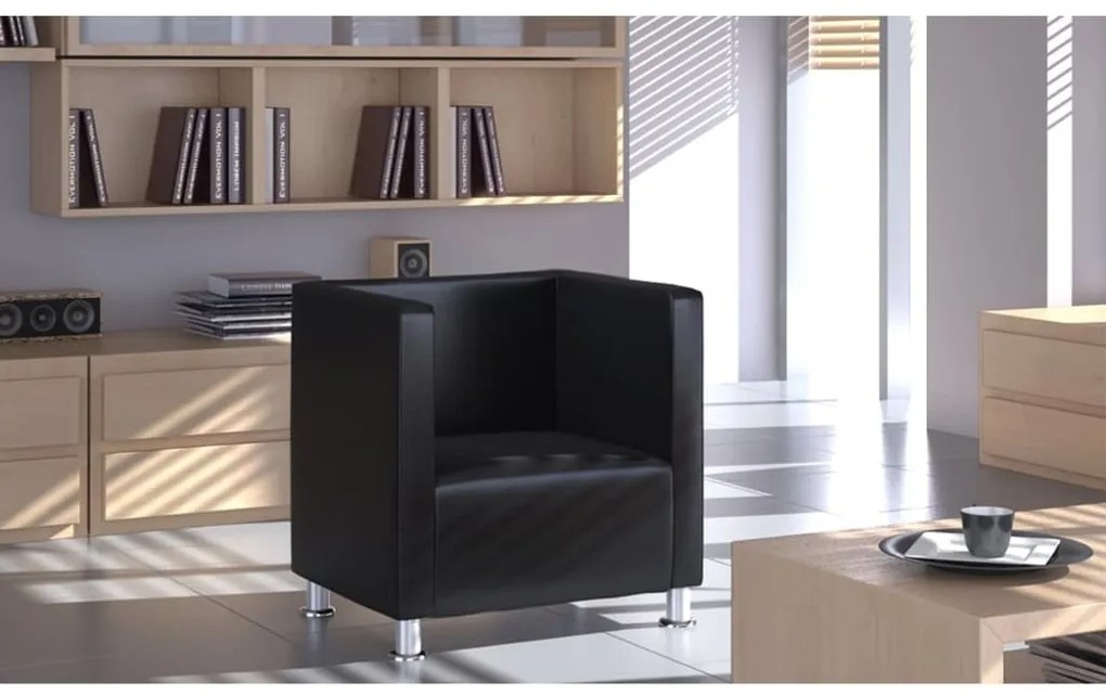 vidaXL Πολυθρόνα Cube Μαύρη από Συνθετικό Δέρμα