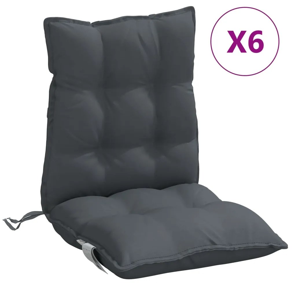 vidaXL Μαξιλάρια Καρέκλας Χαμηλή Πλάτη 6 τεμ. Ανθρακί Ύφασμα Oxford